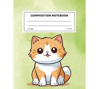 Ginger Cat Composition Notebook for Kids: Cute Cat-Themed School Notebook with Green Watercolor Cover, Paw Prints, and 110 Wide-Ruled Pages - Perfect for Writing, Journaling & Back-to-School
