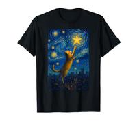 Ginger Feline Flotando En Remolino Cielo De Medianoche sobre Ciudad Camiseta