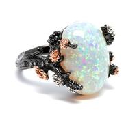 Ginger Lyne Collection Henrietta - Anillo de ópalo de fuego con forma ovalada