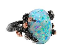 Ginger Lyne Collection Henrietta Elven - Anillo de ópalo de Fuego Ovalado, Color Verde