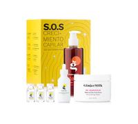 Ginger Milk SOS Kit Crecimiento Capilar con Biotina y Jengibre, Set Vegano 4 Pasos: Champú sin Sulfatos, Mascarilla Nutritiva, Sérum y 3 Ampollas, Cuidado del Cuero Cabelludo y Raíces Fuertes