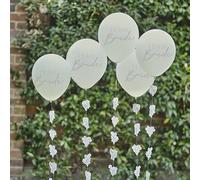 Ginger Ray 5 globos de látex verde claro con flores de papel para despedida de soltera, 5 unidades