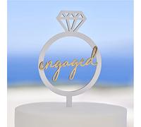 Ginger Ray Anillo de madera blanco y dorado "Engaged" para decoración de tartas