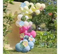 Ginger Ray Arco de globos Tiki hawaiano con flores tropicales y follaje para decoración de fiesta, 70 globos, tamaño mediano