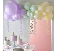 Ginger Ray Arco pastel con 45 globos de látex y vaporizadores de papel rizado, decoración de fiesta