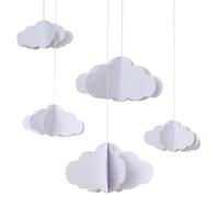 Ginger Ray Baby Shower - Decoración de Nube 3D Blanca para guardería, Paquete de 5 Unidades, Incluye Cordel para Colgar