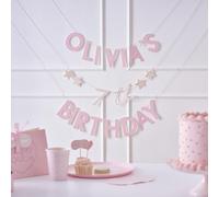 Ginger Ray Banderines Personalizables con Nombre y Edad, Color Rosa, 2 m