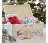 Ginger Ray Caja de regalo festiva de Nochebuena de madera