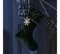 Ginger Ray Calcetín de Navidad bordado de terciopelo verde con encanto decoración de chimenea