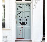 Ginger Ray Calcomanías decorativas para puerta de Halloween con cara de vampiro, murciélagos y arañas, 2 hojas por paquete
