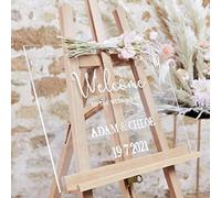 Ginger Ray Cartel de bienvenida de acrílico transparente personalizable para boda, hoja en blanco, 2 x 68 x 43 cm