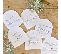 Ginger Ray Carteles blancos para mesa de boda, 6 unidades