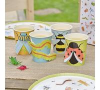 Ginger Ray Creepy Crawly - Vasos de papel para fiesta con insectos emergentes 3D, vajilla de cumpleaños para niños, paquete de 8, multicolor