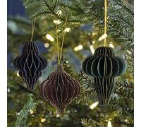 Ginger Ray Decoraciones colgantes para árbol de Navidad con borde de purpurina, 3 unidades