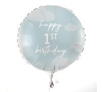 Ginger Ray Globo redondo azul de aluminio para decoración de fiesta, 18 pulgadas