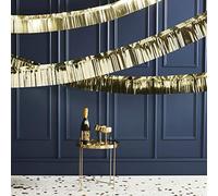 Ginger Ray Guirnalda de flecos laminada dorada, banderines para fiesta de Año Nuevo