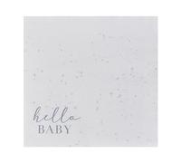 Ginger Ray Hello Baby Shower Party - Servilletas de papel natural, paquete de 16, color crema, 16,5 x 16,5 cm