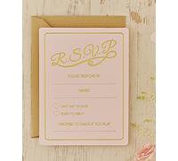 Ginger Ray Invitaciones para tarjetas de boda RSVP, color rosa pastel y dorado, paquete de 10, papel