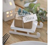 Ginger Ray Juego de 4 tarjetas de mesa de Navidad con diseño de trineo blanco