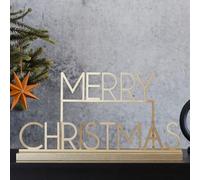 Ginger Ray Letrero de metal dorado con texto en inglés "Merry Christmas" para decoración de chimenea