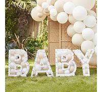 Ginger Ray Letrero de mosaico con diseño de globos de Hello Baby Shower, color blanco