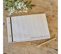 Ginger Ray- Libro de invitados de boda de madera con 32 páginas en blanco, Color neutro (ROM-213)
