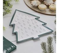 Ginger Ray NN-126 - Platos de papel para árbol de Navidad, 8 unidades, color verde