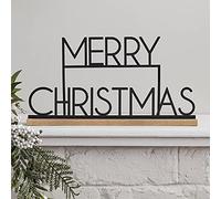 Ginger Ray NOEL-131 - Señal de metal con texto en inglés "Merry Christmas", color negro
