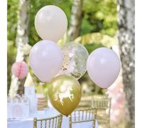 Ginger Ray Paquete de 5 globos rosa y dorado para fiesta de princesas