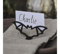 Ginger Ray Portatarjetas de metal negro para Halloween, decoración de mesa de fiesta, paquete de 4