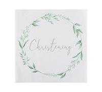 Ginger Ray Servilletas de papel blanco y verde botánico para bautizo, paquete de 16