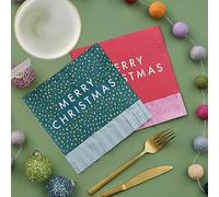 Ginger Ray- Servilletas de papel con flecos para fiesta, 16 unidades, Color podredumbre y grün (MB-131)