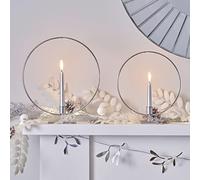 Ginger Ray SIL-423 - Juego de 2 Soportes de aro de Metal para Velas de Navidad, Color Plateado