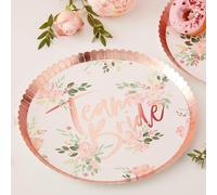 Ginger Ray Team Bride - Platos de papel laminado de oro rosa para despedida de soltera, 8 unidades
