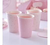 Ginger Ray Vasos de papel de lunares rosados para fiesta de cumpleaños, paquete de 8
