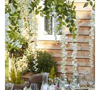 Ginger Ray White - Guirnalda de Flores Artificiales para Colgar Bodas, 4 Unidades, Color Blanco