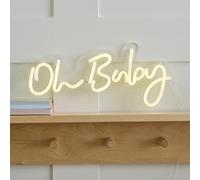 Ginger Ray White 'Oh - Lámpara de pared de neón para baby shower o guardería, 17 x 34 cm