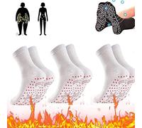 GINGER TECH 3 pares de calcetines de turmalina adelgazantes para la salud, con acupresión de turmalina, autocalentables, calcetines para aliviar los pies, calcetines termoterapéuticos para hombres y