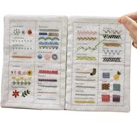 GINGER TECH Libro de muestra de punto de bordado, libros de costura de tela de lino, libro de instrucciones de bordado para manualidades y ropa, guía de costura para principiantes (A)