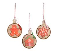 Gingerbread Christmas Pendant - 3 Pack Decorative Ornaments, Festive Tree Hanging Set, Creative Holiday Accessories, Cute Home Decoration Gift | with Elegant Finish for Window Shelf Table Living Room