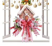 Gingerbread Christmas Wreath, 50cm/20-Inch Artificial Holiday Door Sign, Festive Seasonal Decor with Sweet Treat Theme, for Farmhouse, Fence, Tree, Porch, Patio, School, Window, Classroom