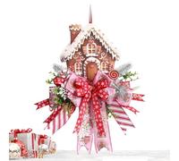 Gingerbread Christmas Wreath, 50cm Artificial Door Sign, Festive Holiday Decor, Sturdy and Charming Design for Farmhouse, Fence, Courtyard, Tree, Porch, Patio, School, Window, Classroom