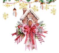 Gingerbread Christmas Wreath, Artificial Holiday Garland, Festive Door Sign Accent, Weather-Resistant Decorative Design, Perfect for Farmhouse Porch Patio Tree Fence Window, 50x35x6cm Multicolor