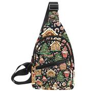 Gingerbread Cookies Holly Leaves Candy C (3) Mochila bandolera, bolsa cruzada ajustable para viajes, senderismo, Multicolor 06, 11.8x7x1.5in/30x18x4cm