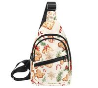 Gingerbread Cookies Holly Leaves Candy C (3) Mochila bandolera, bolsa cruzada ajustable para viajes, senderismo, Multicolor 05, 11.8x7x1.5in/30x18x4cm