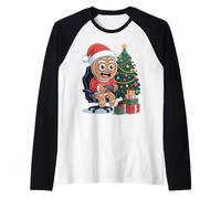 Gingerbread Gaming Chair Christmas Tree Cool Gamer Camiseta Manga Raglan