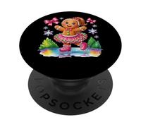 Gingerbread Girl Patinaje sobre Hielo Delicia de Invierno PopSockets PopGrip Adhesivo