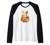 Gingerbread Hot Cocoa & Books Cozy Christmas Reader Camiseta Manga Raglan