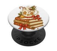 Gingerbread Hot Cocoa & Books Cozy Christmas Reader PopSockets PopGrip Adhesivo