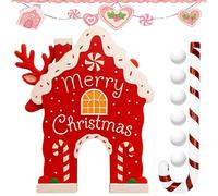 Gingerbread House - 13.78 Inches Christmas Gingerbread Game, Mini Golf House Toy Set, Seasonal Candy Cane Accessory For Party | Family Yard Celebration Living Room Gathering Outdoor Indoors